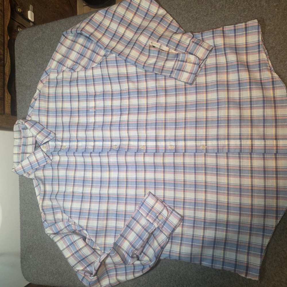 Par Four Sportswear Plaid Blue Pink Button Down Xl A2